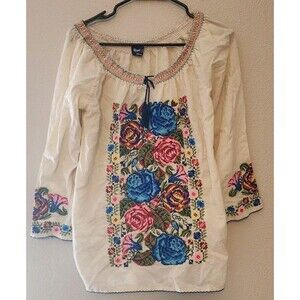 Royal Moda Embroidered Boho 90's Hippie  Womens Top Sz L